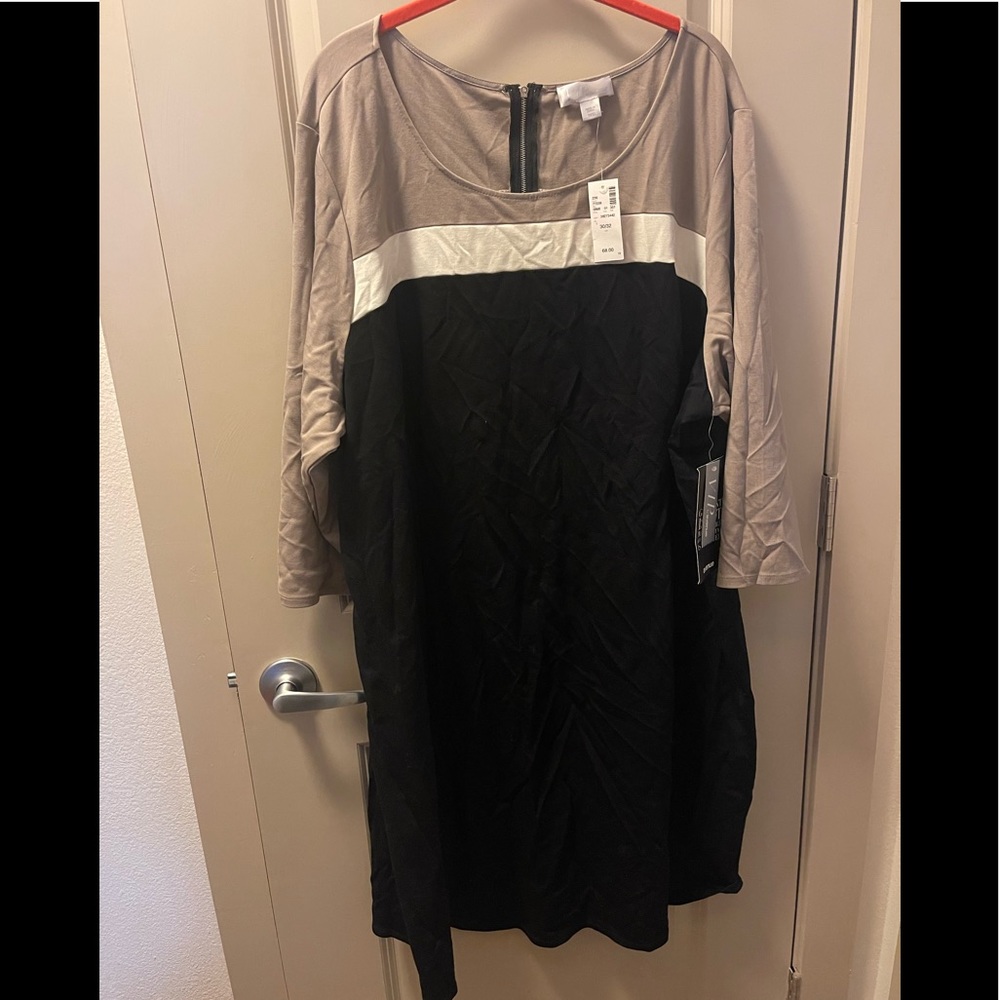 Avenue Taupe & Black Colorblock Dress